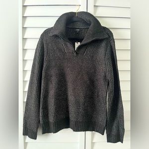 Men’s Knit 3-Quarter Zip Turtleneck Sweater
